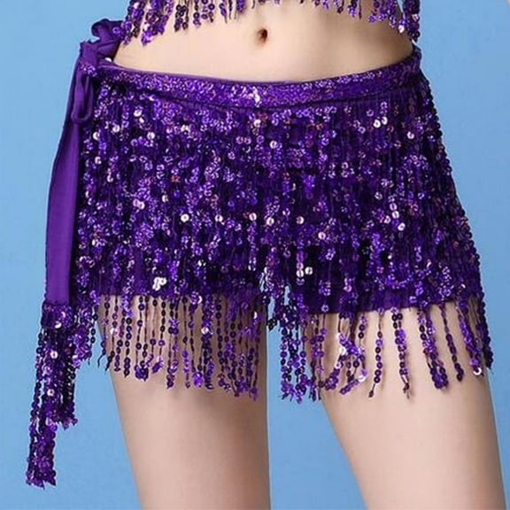Wowcloth Women's Sexy Hip Scarf Sequined Tassel Waist Scarf Adult Female Belly Dance Dress Bandage Waist Chain Skirt