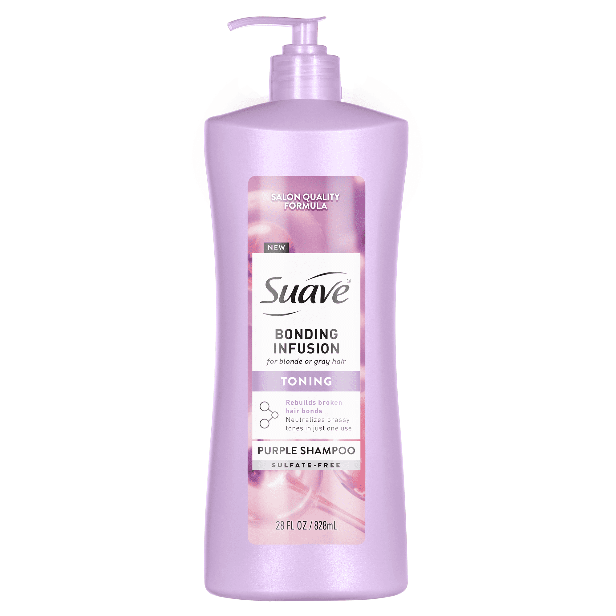 Suave Bonding Infusion Purple Toning Shampoo, Purple Shampoo for Blonde Hair, Color-Treated and Damaged Hair, 28 fl oz