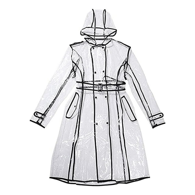 Tachiuwa Imperméable Transparent avec Capuche et Ceinture Poncho Léger en EVA