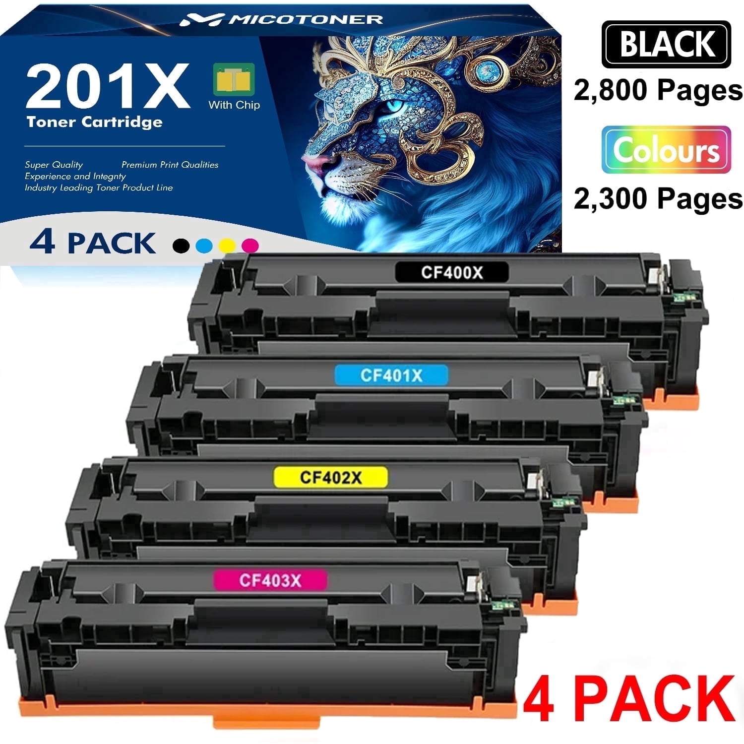 201X 201A Toner Cartridge High Yield Compatible for HP 201X 201A for HP Color LaserJet Pro MFP M277dw M252dw M277c6 M274n M252n Printer (Black Cyan Yellow Magenta, 4 Pack)