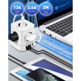 thumbnail image 2 of 5 Sockets with 4 USB Ports, 9-in-1 Extension Power Strip 2M, 16A 4000W Fast Charging, Multi Socket Block for PC/Phone/Laptop/Speaker/TV, White, 2 of 5