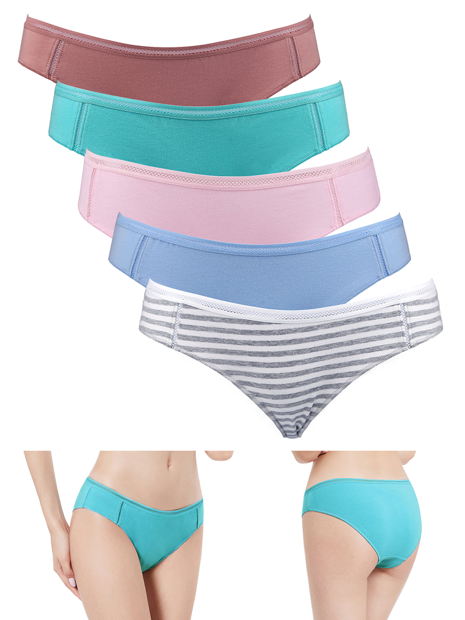 LOREM IPSUM Womens Cotton Breathable Underwear Hipster Comfortable Panties  Ladies Briefs 5 Pack