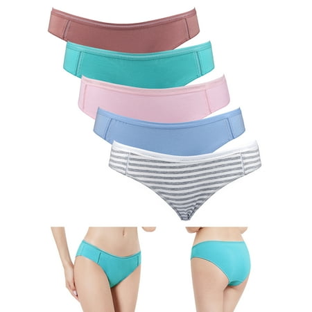

BeautyIn Women s Cotton Brief Underwear 5 Pack Comfort Hipster Panties