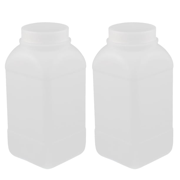 Botella de reactivo química de boca ancha cuadrada de plástico de 1000 ml, 2 piezas
