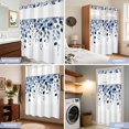 thumbnail image 5 of No Hook Shower Curtain, Blue Eucalyptus Leaves Waterproof Fabric Shower Curtains for Bathroom, Summer Botanical Watercolor Long Bathroom Curtain with Mesh Top Window for Home Hotel Bathtub 72"x84", 5 of 9