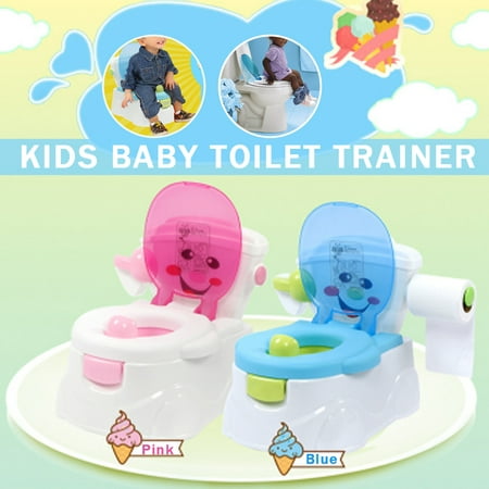 2 In 1 Kid Baby Toilet Potty Training Seat Potty Children Safety Toddler Toilet Chair with Toilet Paper Holder for Unisex