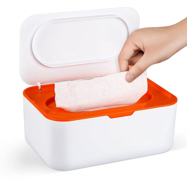 Support pour Lingettes Humides - Lingettes Humides - Boîte à Mouchoirs - Support pour Papier Hygiénique Humide - PP - Couleur orange