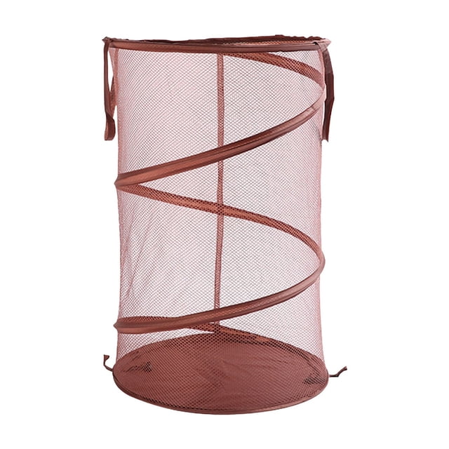 Leodye 1PCS Foldable Mesh Laundry Basket - Wide Opening with Side Pockets, Breathable & Space-saving -14.17*22.8IN