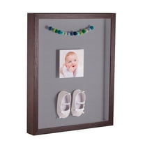 ArtToFrames 13x19 Inch Shadow Box Picture Frame, with a Verlinga Brown 1 Wide Shadowbox frame and Silver Mat Backing (4656)