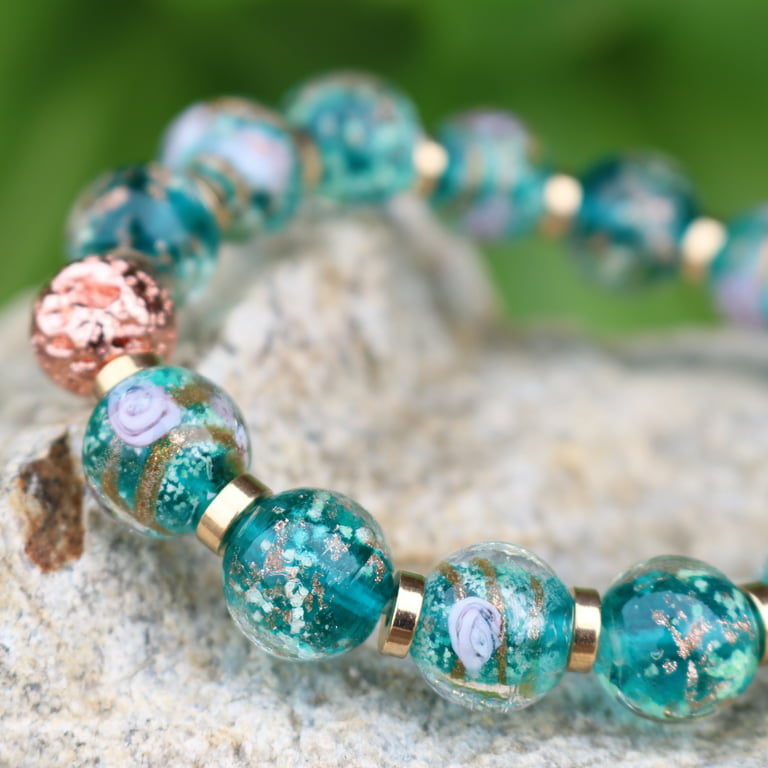 da Hawaiian Store Magical Maui Mermaid Glowing Glass Bead Stretchy Bracelet  8 MM (Choose Color)