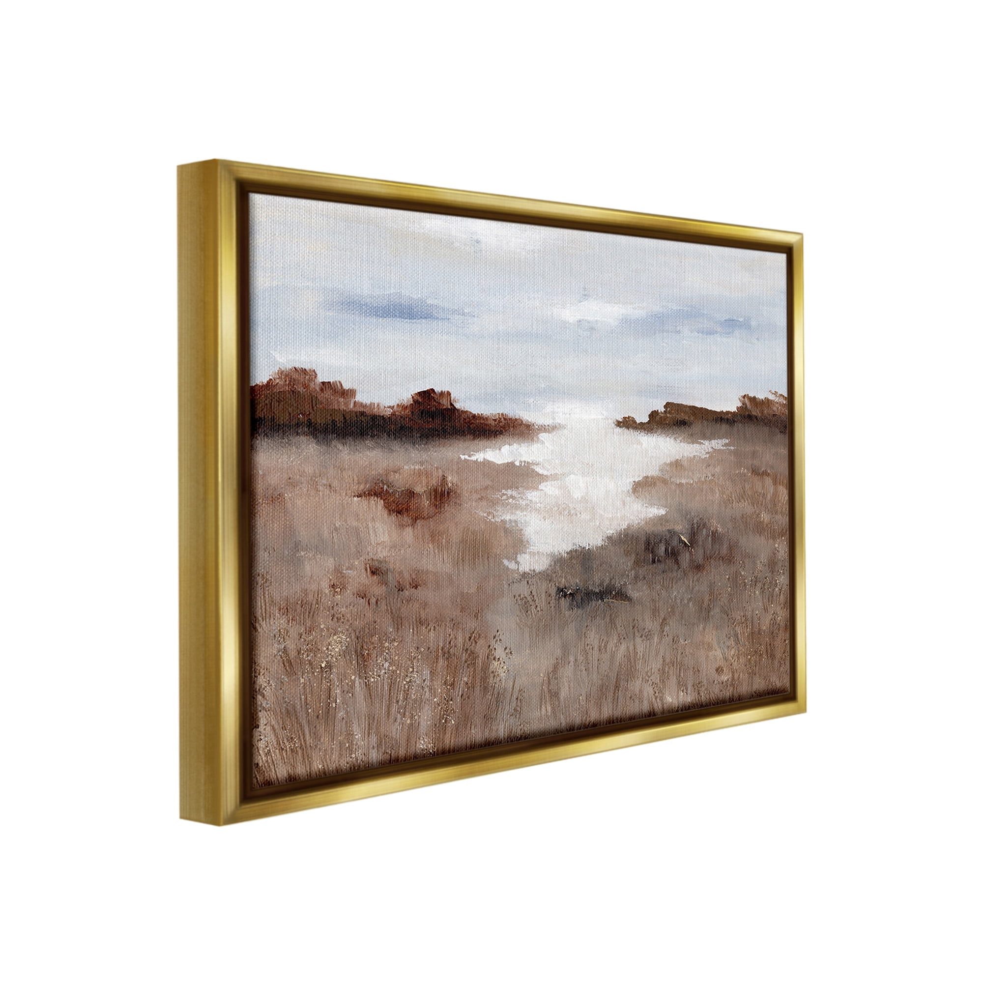 Stupell Industries Field with Arid Vegetation Landscape Painting Gold Floater Framed Canvas Art Print Wall Art, 31 x 25