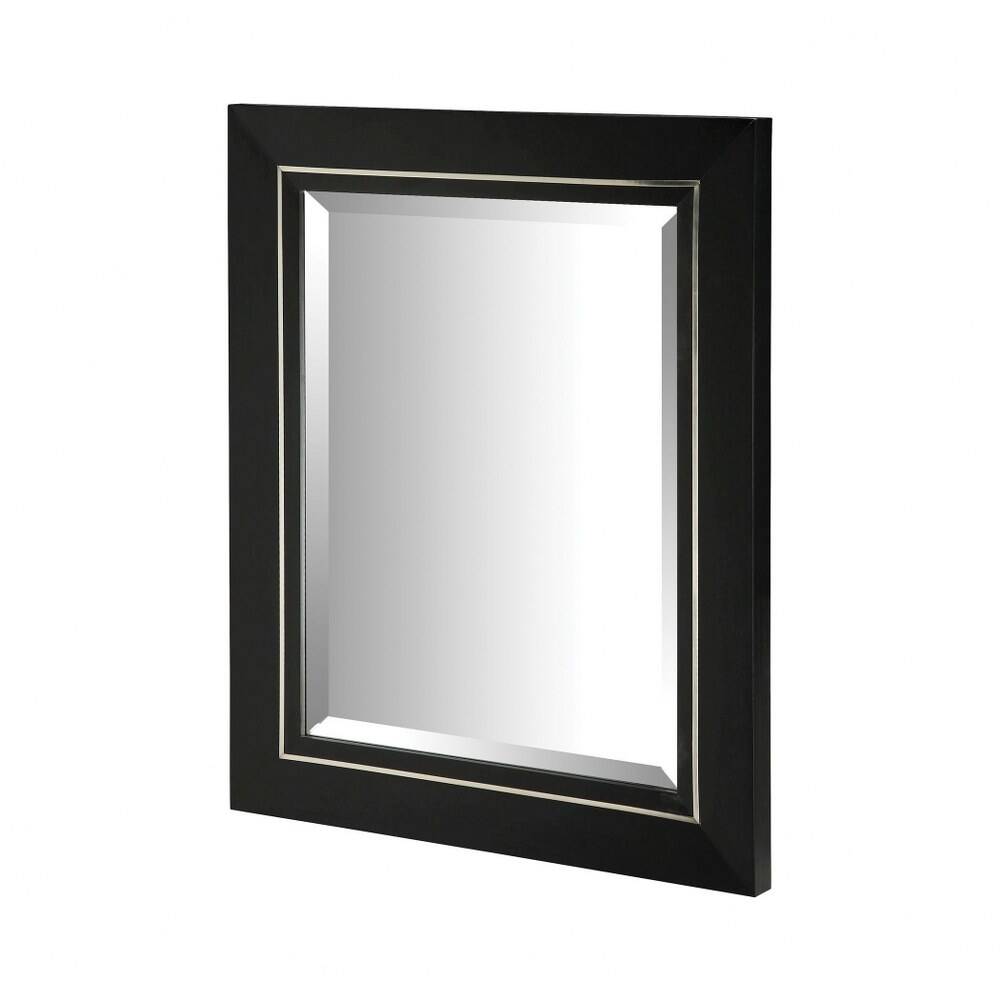 Rectangular Wall Mirror in Grey Finish with Chrome Accent and