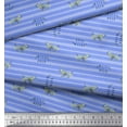 thumbnail image 2 of Soimoi Blue Rayon Fabric Wolf & Stripe Printed Craft Fabric by the Yard 56 Inch Wide, 2 of 3