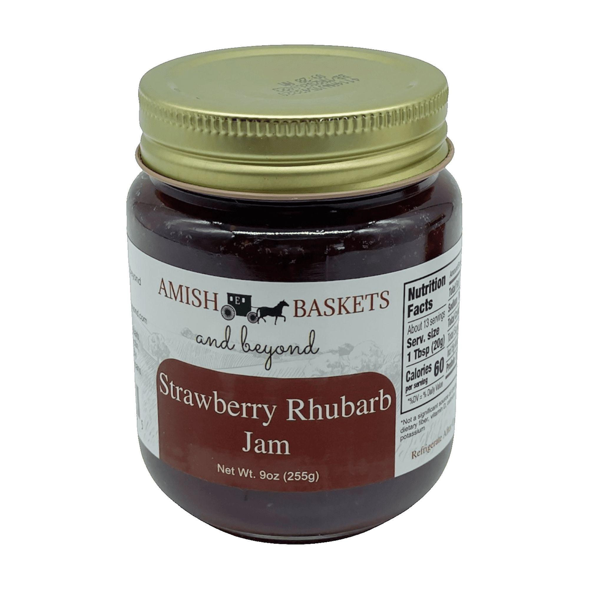 Amish  Strawberry Rhubarb Jam Non GMO Vegan All Natural - 9 oz - 2 Jars