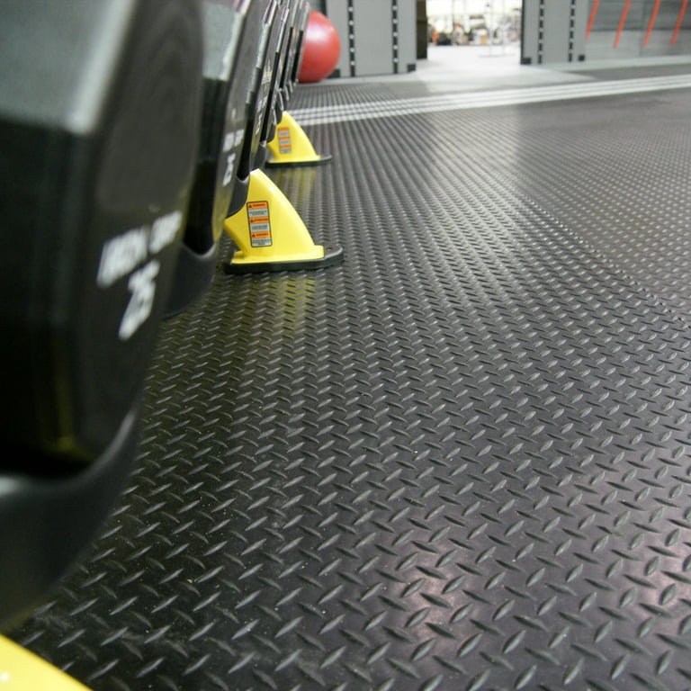 Rubber-Cal Diamond Plate 4 ft. x 1.5 ft. Black Rubber Flooring (6 sq. ft.) Rubber-Cal Diamond Plate 4 ft. x 1.5 ft. Black Rubber Flooring (6 sq. ft.)