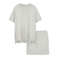 thumbnail image 4 of YunPes Toddler Baby Girls Summer Outfits Solid Oversized Side Split Short Sleeve Crewneck T-Shirt and Biker Shorts 2 Piece Set, 4 of 6