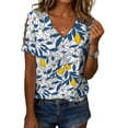 thumbnail image 1 of Blusa Zhyaj de manga corta con cuello en V y estampado floral bohemio para mujer, 1 of 5