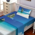 thumbnail image 2 of Ambesonne Scenery Fitted & Top Sheet Set with Sham, Exotic Coastline, Blue White Cream, 2 of 5