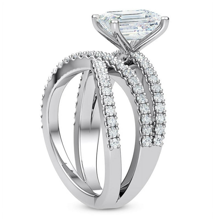 Nerra Jewel Lab Created Diamond Ring for Women Ct Emerald Cut