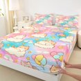 thumbnail image 5 of Manfei Cute Kitten Bed Sheets, Cartoon Rainbow Galaxy Full Size Sheets, Pink Blue, 4 Pieces, 1 Flat Sheet, 1 Fitted Sheet and 2 Pillowcases, 5 of 6