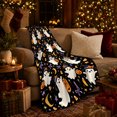 thumbnail image 3 of Whimsical Ghosts Jack-O-Lanterns, Festive autumn celebration Scene, Warm Flannel Blanket for Living Room and Family Room with Detailed Artwork, Art Lovers autumn celebration Gift, Festive Home Decor, 3 of 9