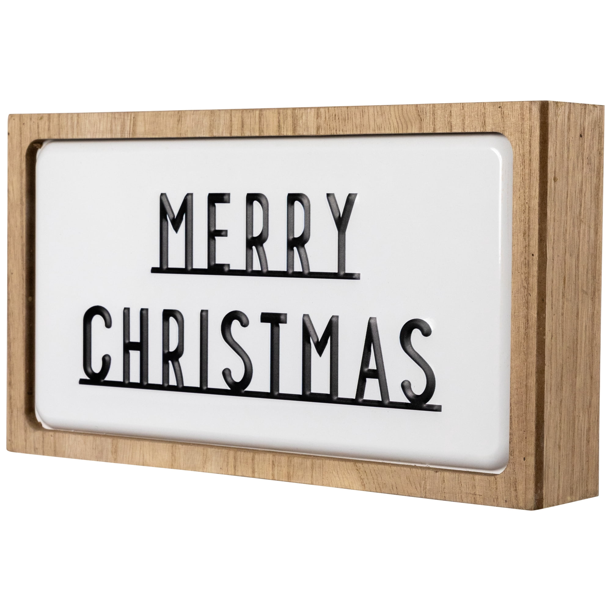 13" White and Brown "Merry Christmas" 3D Wooden Wall Christmas Decor