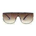 thumbnail image 3 of Womens Rhinestone Trim Flat Top Exposed Lens Metal Sunglasses Gold Brown Green, 3 of 4