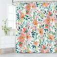 thumbnail image 3 of JOOCAR Pink Floral Shower Curtain with 12 Hooks Washable Polyester Fabric 72"x72" inch, 3 of 7