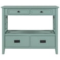 thumbnail image 4 of 36'' Modern Console Table with Storage Drawers and Open Bottom Shelf, Solid Wood Entryway Side Table Sofa Table with Storage Cabinets for Living Room Hallway, Green, 4 of 7