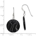 thumbnail image 3 of Sterling Silver Black Agate Dangle Disc Earrings (41 X 20) Made In Thailand qe7621, 3 of 5