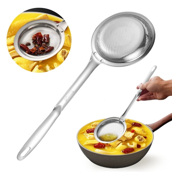 Stainless Steel Fine Mesh Sieve Strainer, Stainless Steel Oil Strainer, 2026 Upgrade Extra Fine Mesh Hand Held Strainer with Handle, Kitchen Gadget for Oil Filter, Skimming Grease, Foam