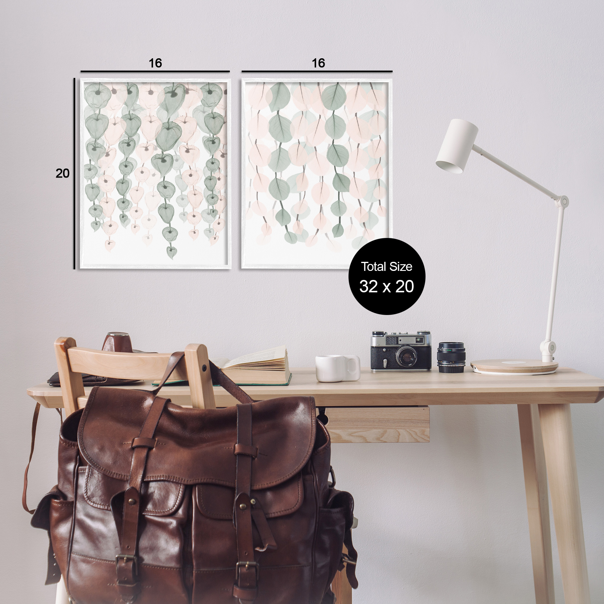 Stupell Industries Translucent Hanging Vines Foliage Botanical & Floral Photography White Framed Art Print Wall Art, 16 x 20, Set of 2