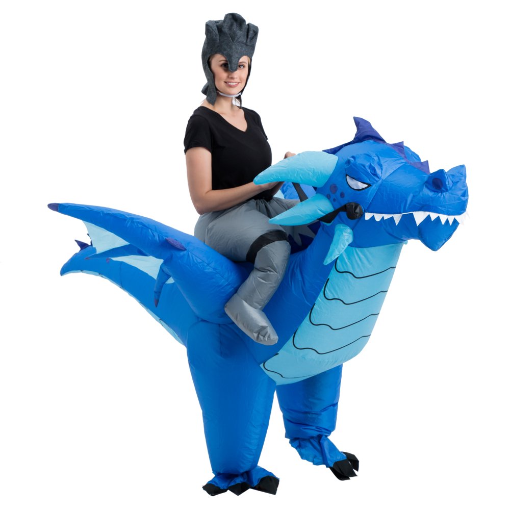 Spooktacular Creations Blue Ice Dragon RideOn Inflatable Adult Halloween Costume, One Size