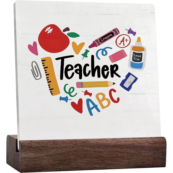 Teacher Desk Decor - Teacher Appreciation Gifts, End Of Year Teacher Gifts, Best Teacher Gifts, Teacher Appreciation Gifts Signs, Teacher Heart Ceramic Desk Sign Desk Decor,