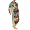 thumbnail image 2 of Salouo Hot Air Balloon Guinea Pig Print Button-Front Long Sleeve Pajama Set for Men, Soft 2Pjs Men's Long Sleeve Sleepwear-Medium, 2 of 7