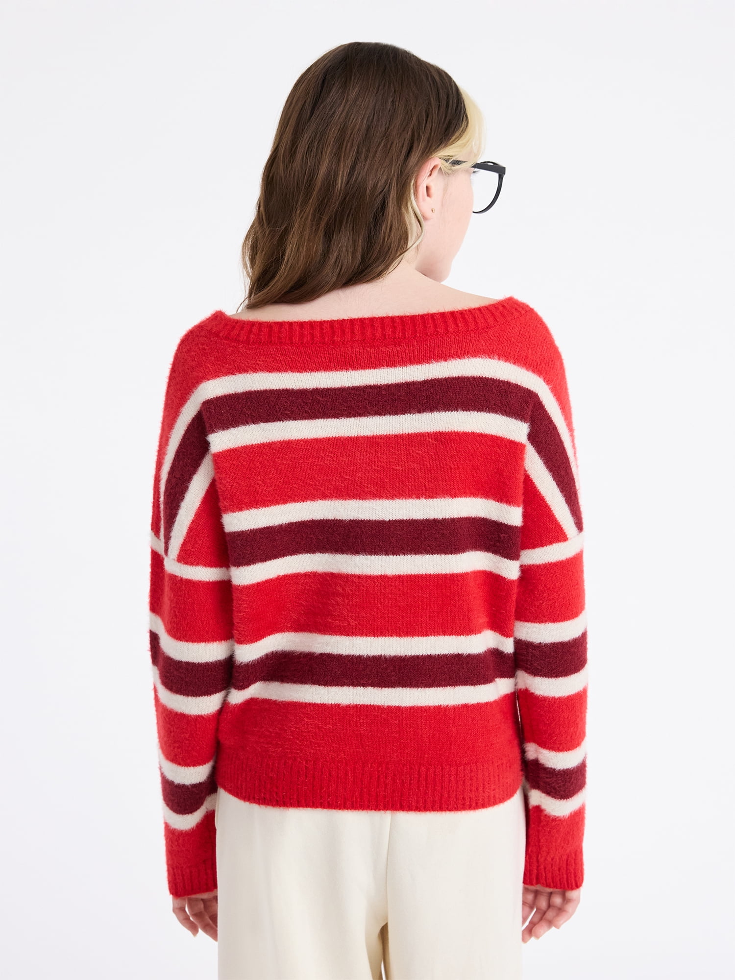 Weekend Academy Girls Striped Sweater with Long Sleeves, Sizes 4-18