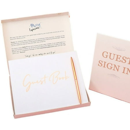 Graduation Nice Paper Anniversary Black/White 19*23 CM Wedding Party Guest Registration Book Message Book Guest Registration Notebook Guest Book ROSE GOLD