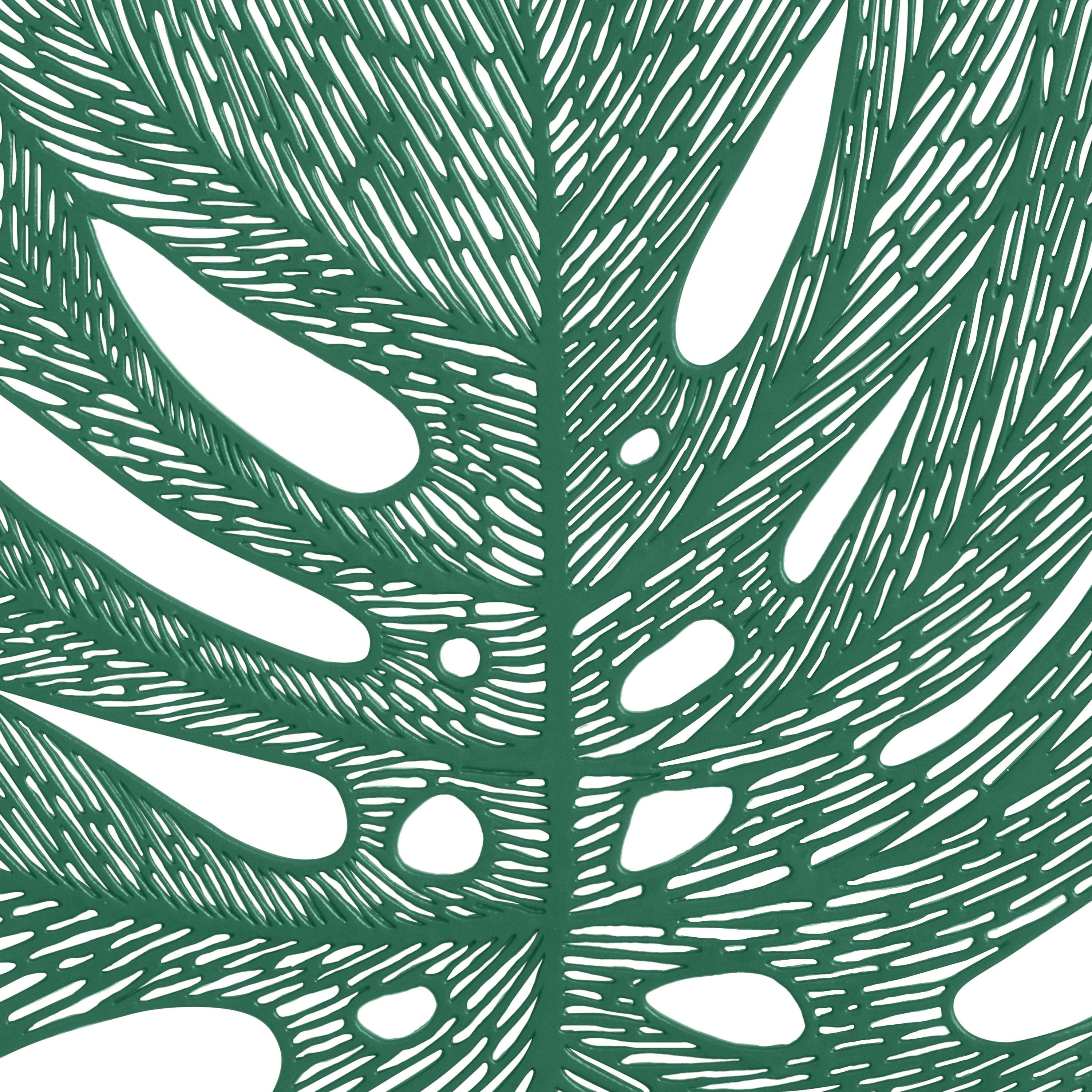 Home Details Set of Four Leaf Shape Table Place Mat, Green