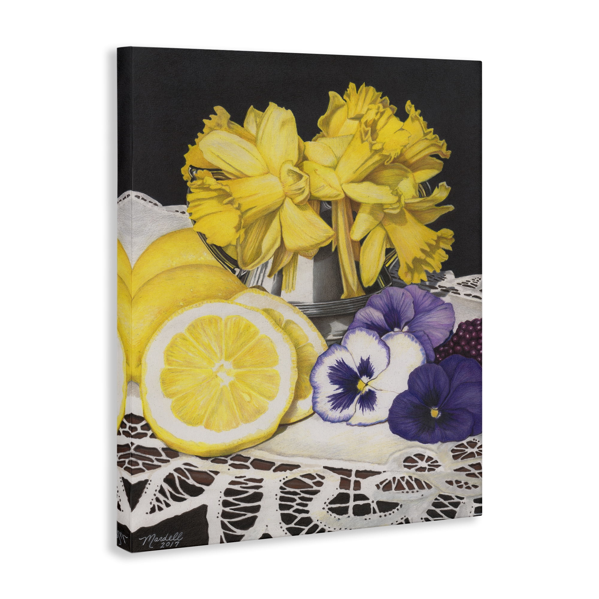 Stupell Industries Daffodils & Lemons Still Life Food & Beverage Painting Gallery Wrapped Canvas Art Print Wall Art, 16 x 20