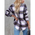 thumbnail image 4 of Women'S Flannel Plaid Shacket Fall Outfits Long Sleeve Button Down Shirts Jacket Coats with Side Pockets M, 4 of 9