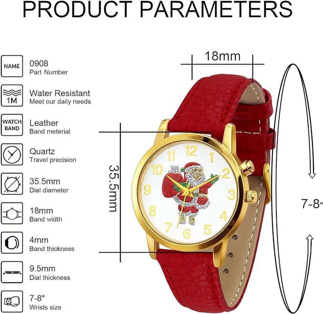 Blekon Collections Women's Quartz 36mm Case Christmas-Themed Leather Two Piece Strap Watch