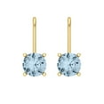 thumbnail image 3 of 14K Solid Gold Lever Back Stud Earrings for Women | 1 cttw Round Cut Natural Swiss Blue Topaz | Yellow Gold, 3 of 5