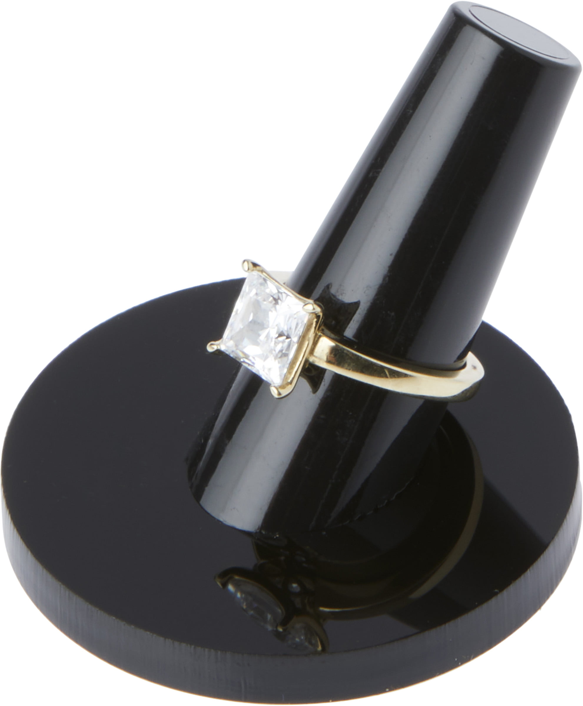 2"W x 2"D x 1.75"H Plymor Black Acrylic Ring Display Single on Round base 
