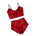 thumbnail image 4 of Conjunto de pantalones cortos de terciopelo sexy para mujer, ropa de dormir, ropa interior, lencería, regalo, rojo, XXL Scienceny XX000204-14, 4 of 7