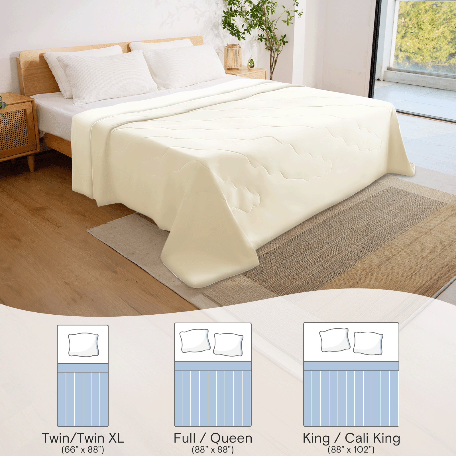 Luxclub Cooling Comforter for Bed, Soft Fabric, Twin, 66" X 88", White, Breathable Comforter for Hot Sleepers