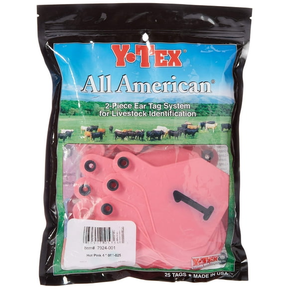 Y-Tex Étiquettes d'Oreilles de Bétail 4 Étoiles Grandes Roses Numérotées 1-25