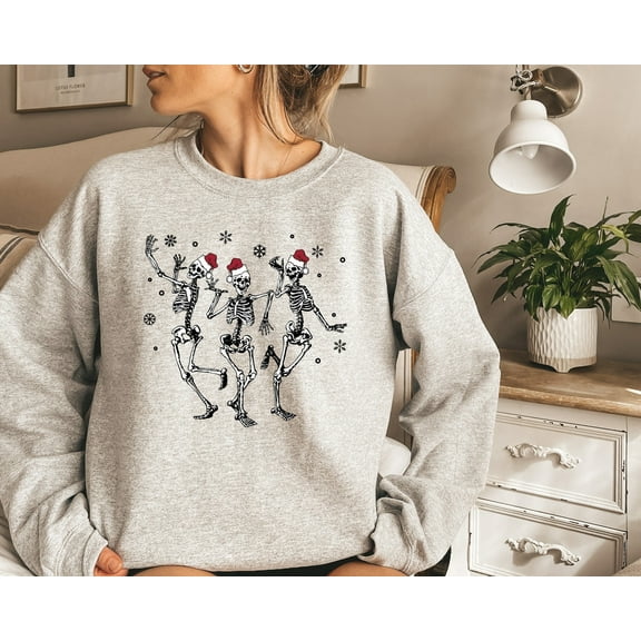 Dancing Skeleton Christmas Sweatshirt, Christmas Skeleton Shirt, Christmas Crewneck, Winter Sweatshirt, Christmas Shirts, Holiday Gifts, Christmas Skeleton Shirt, Merry Christmas Shirt