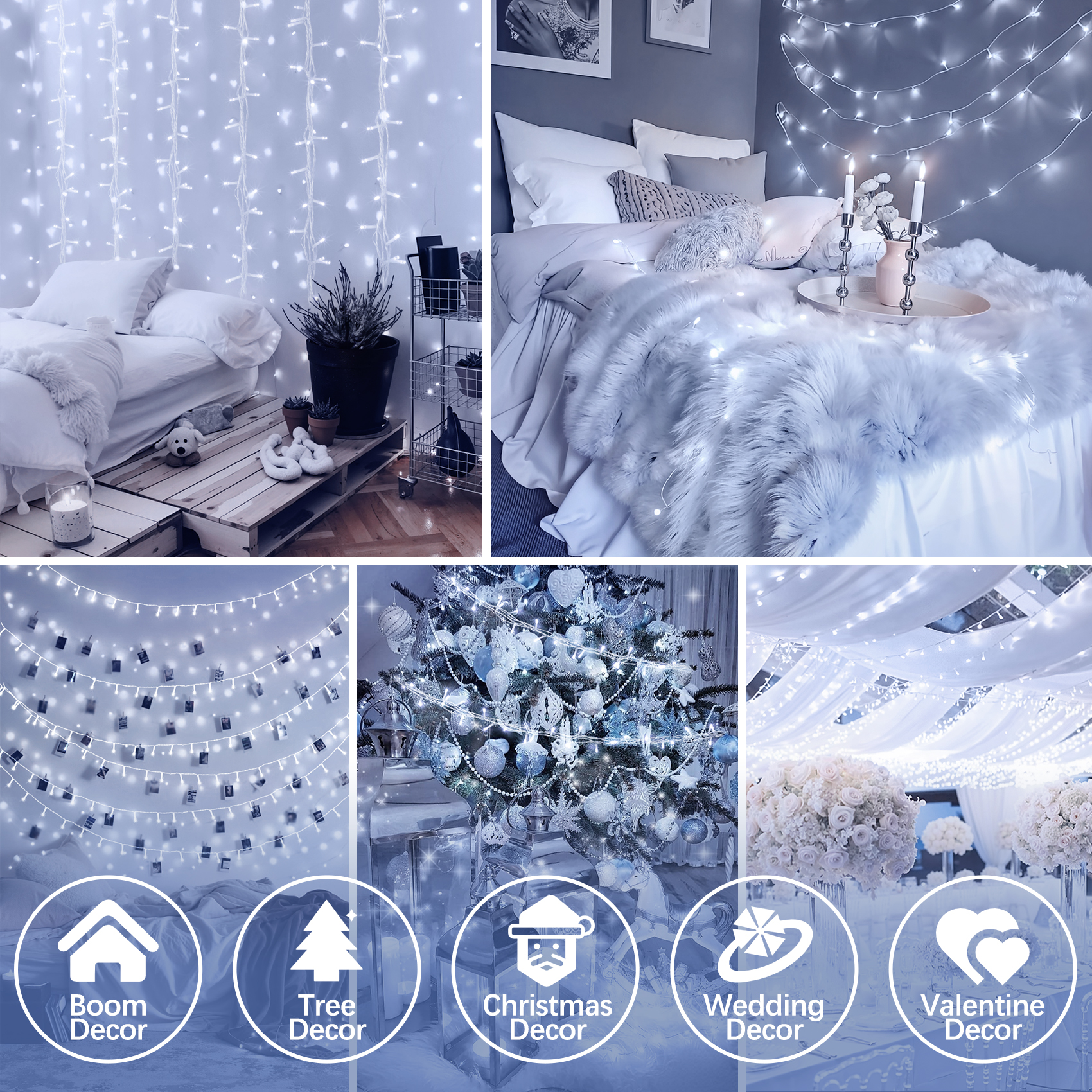 Scidweet Christmas Lights Decorations, 196FT 600 LED Fairy String Lights Christmas Tree with Remote for Indoor Outdoor Home Holiday Wedding Xmas Decor, White