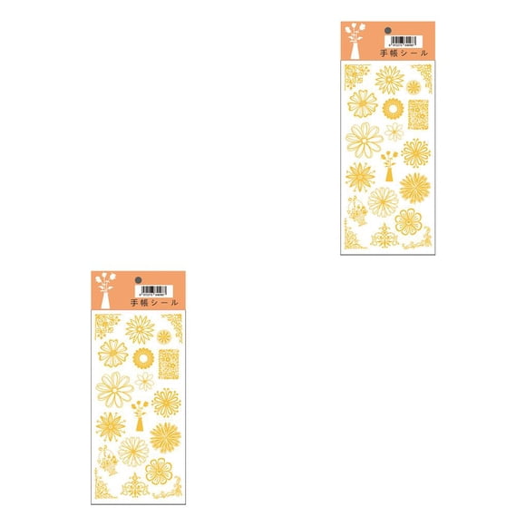 Qarigey 3 hojas de pegatinas para álbum de recortes, pegatinas estéticas con purpurina dorada, tipo artesanal 1 Type1 NO1