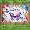 thumbnail image 7 of Floral Butterfly Themed Happy Birthday Banner Background Party Decorations Photography Props Backdrop for Birthday Party Celebration Photo Booth Decors, 7 of 7